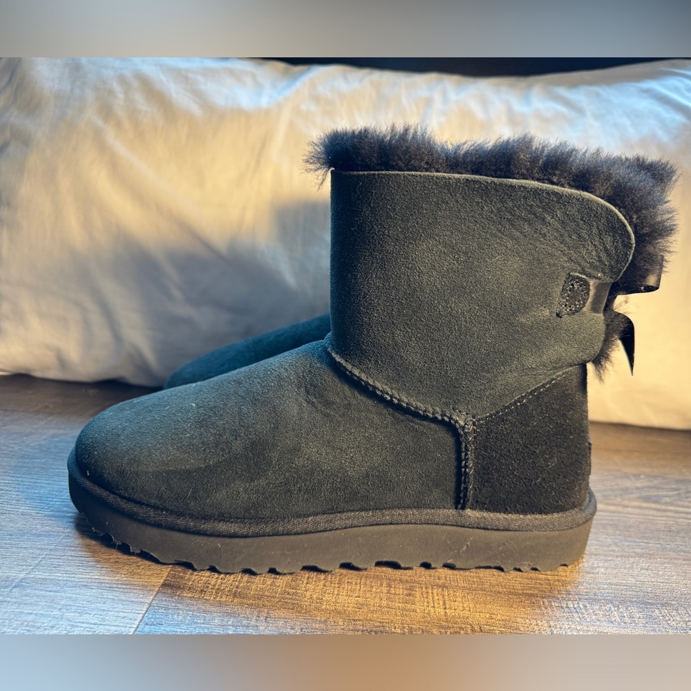 UGG Black Suede Fur-Lined Boots
